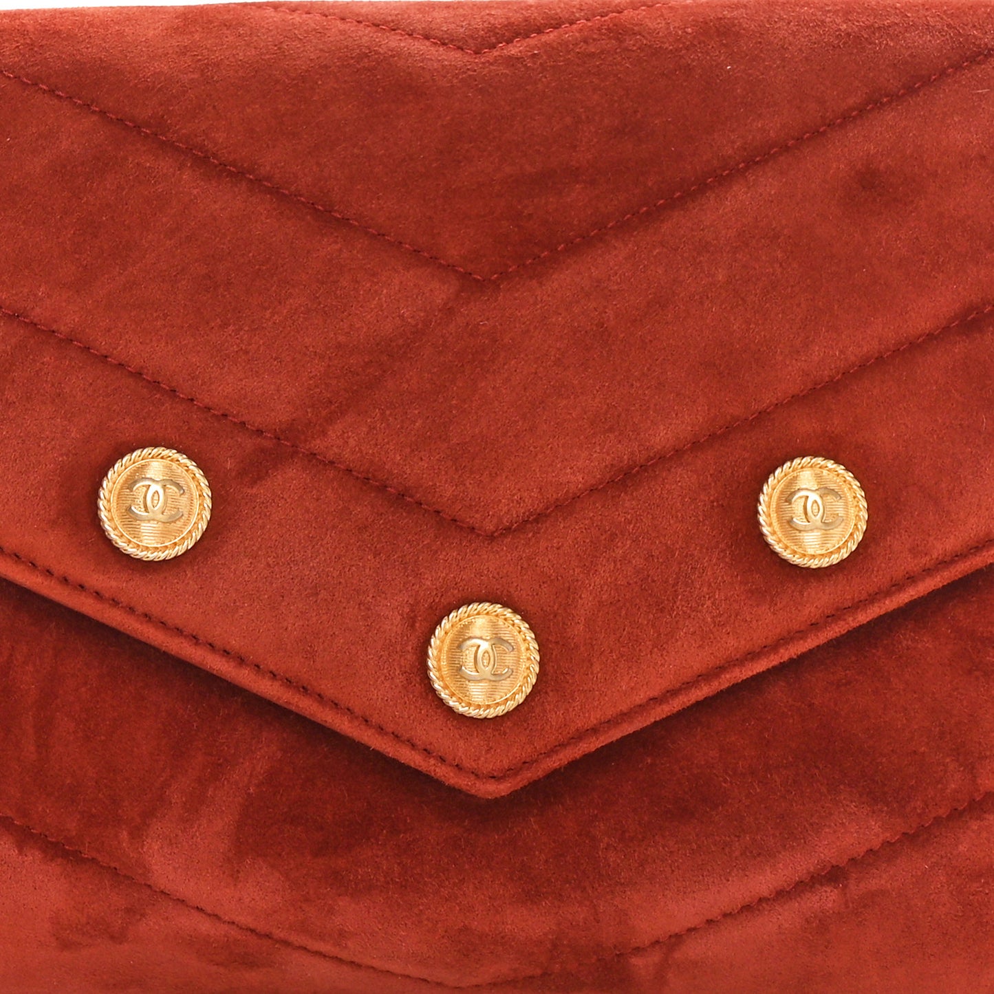 Suede Chevron Quilted Mini CC Button Clutch Red