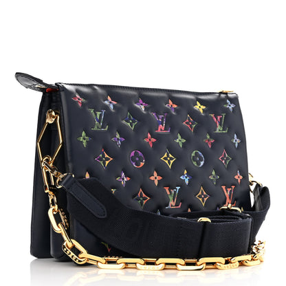 Louis Vuitton Lambskin Embossed Monogram LV Garden Coussin PM Navy 3 of 9