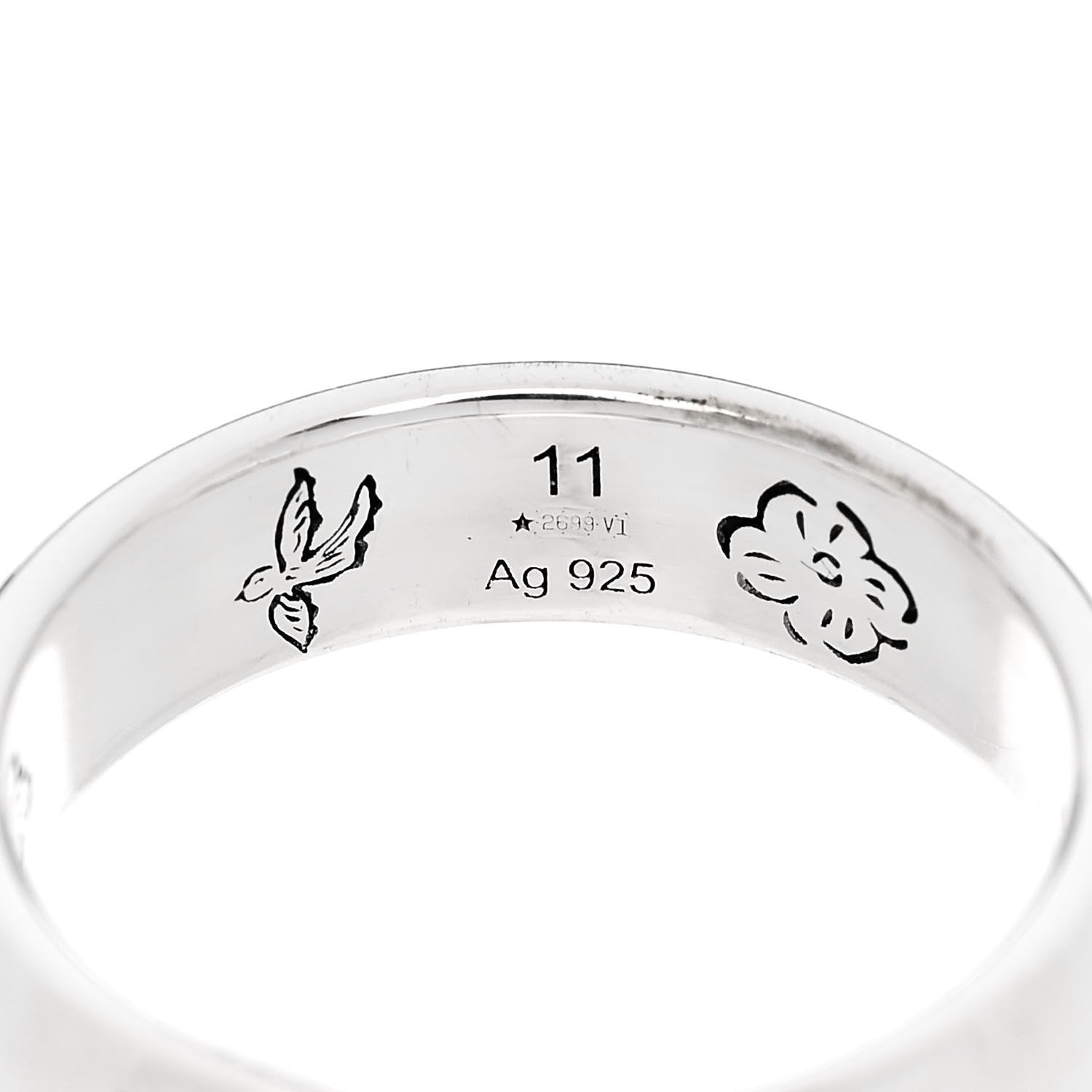 Gucci Sterling Silver Blind for Love Band Ring 50 5.5 5 of 5