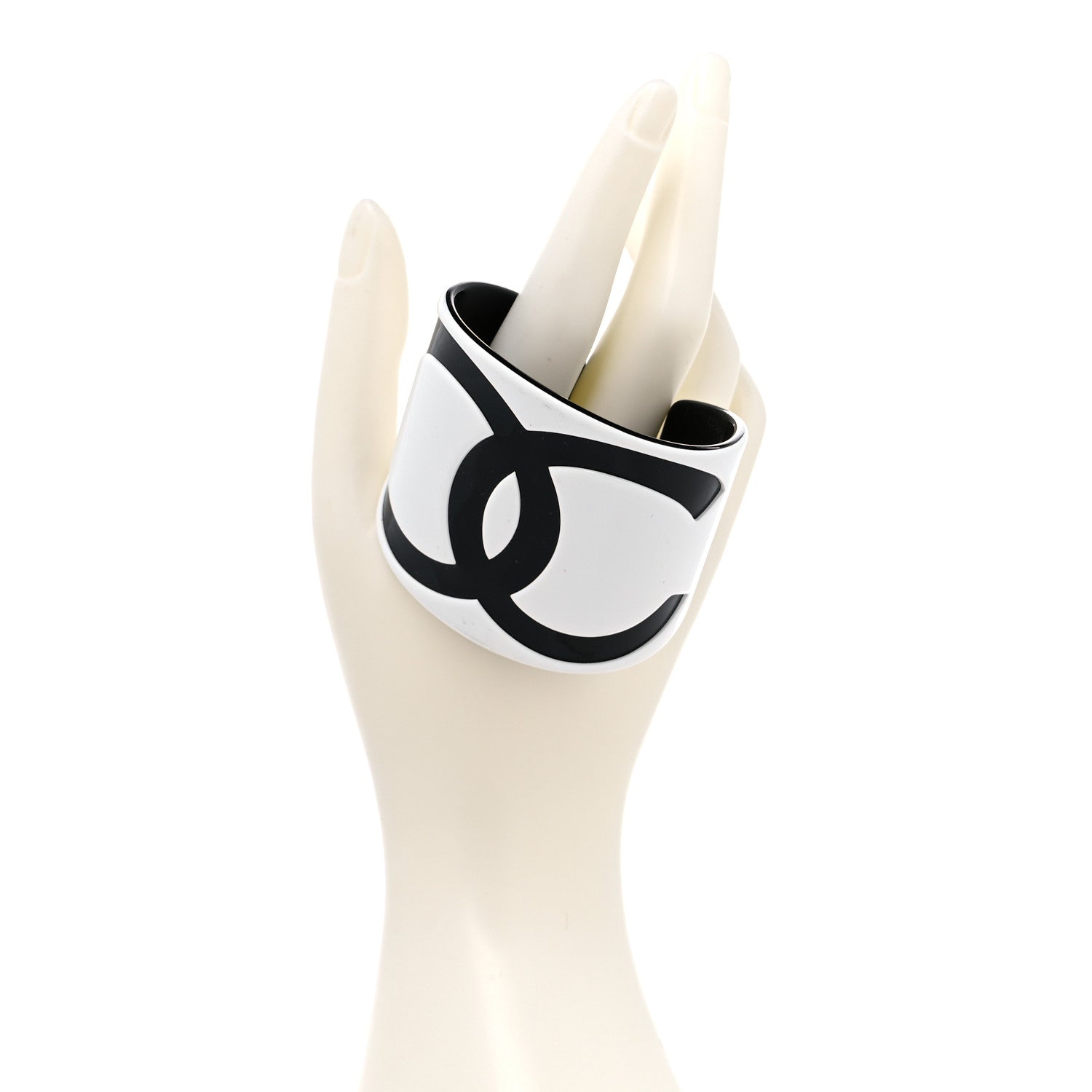 Chanel Resin CC Cuff White Black 2 of 5