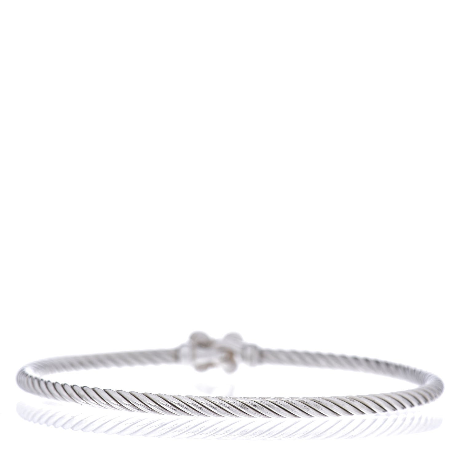 David Yurman Sterling Silver Diamond 3mm Butterfly Cable Bracelet 3 of 4