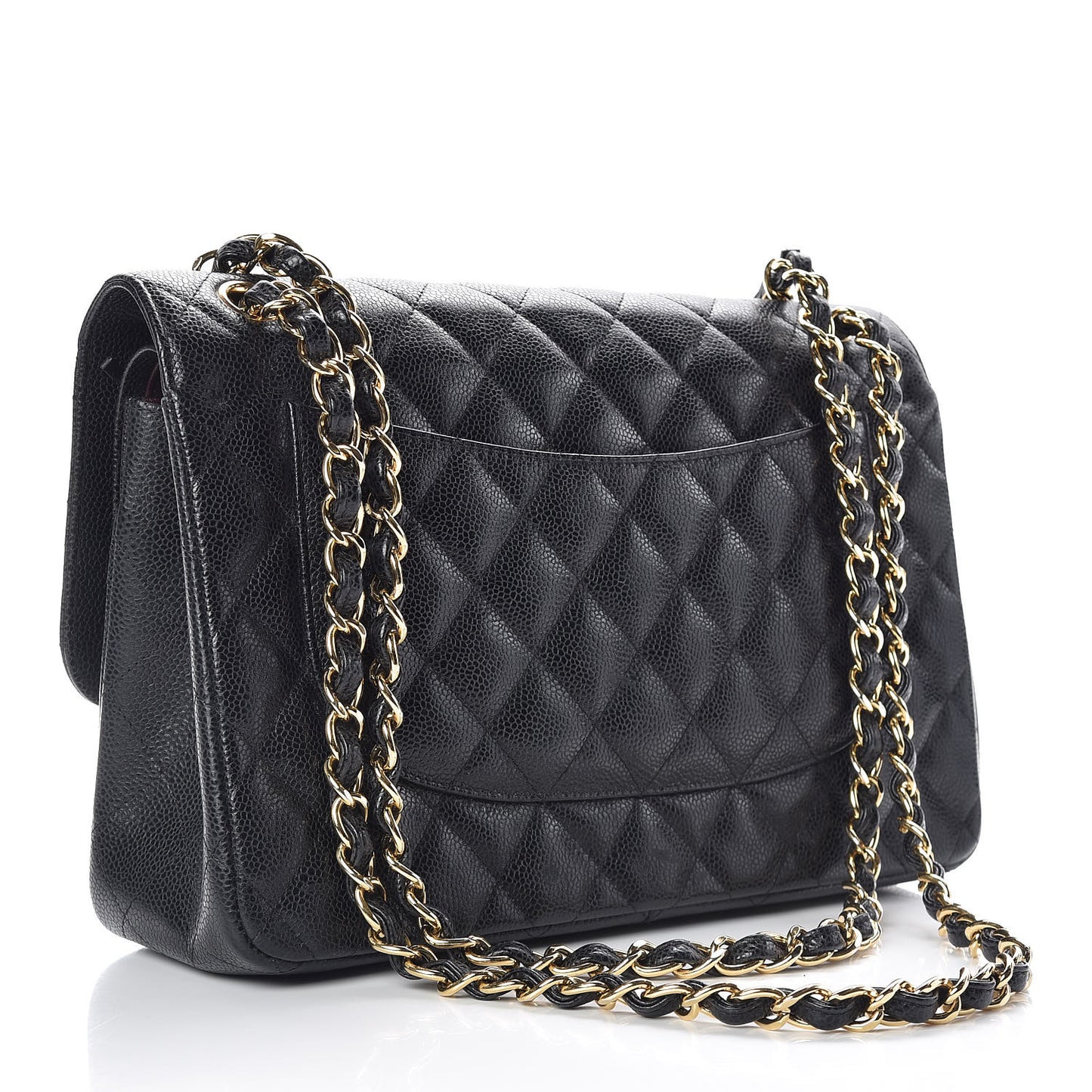Caviar Quilted Jumbo Double Flap Black