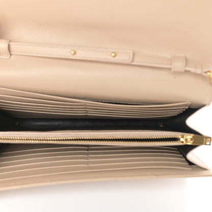 Saint Laurent Grain De Poudre Matelasse Chevron Monogram Chain Wallet Dark Beige 5 of 13