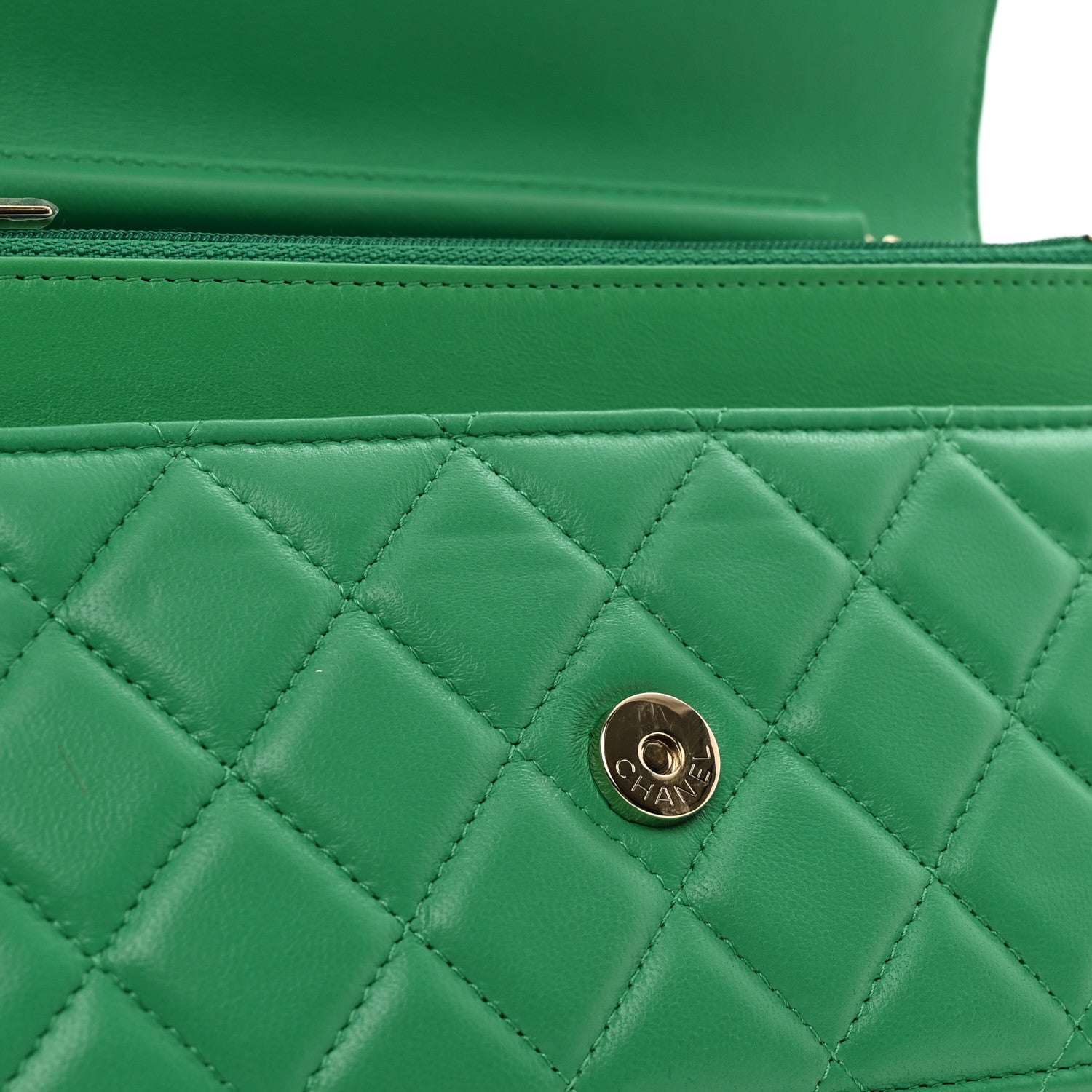 Chanel Lambskin Quilted Wallet On Chain WOC Green 10 of 12