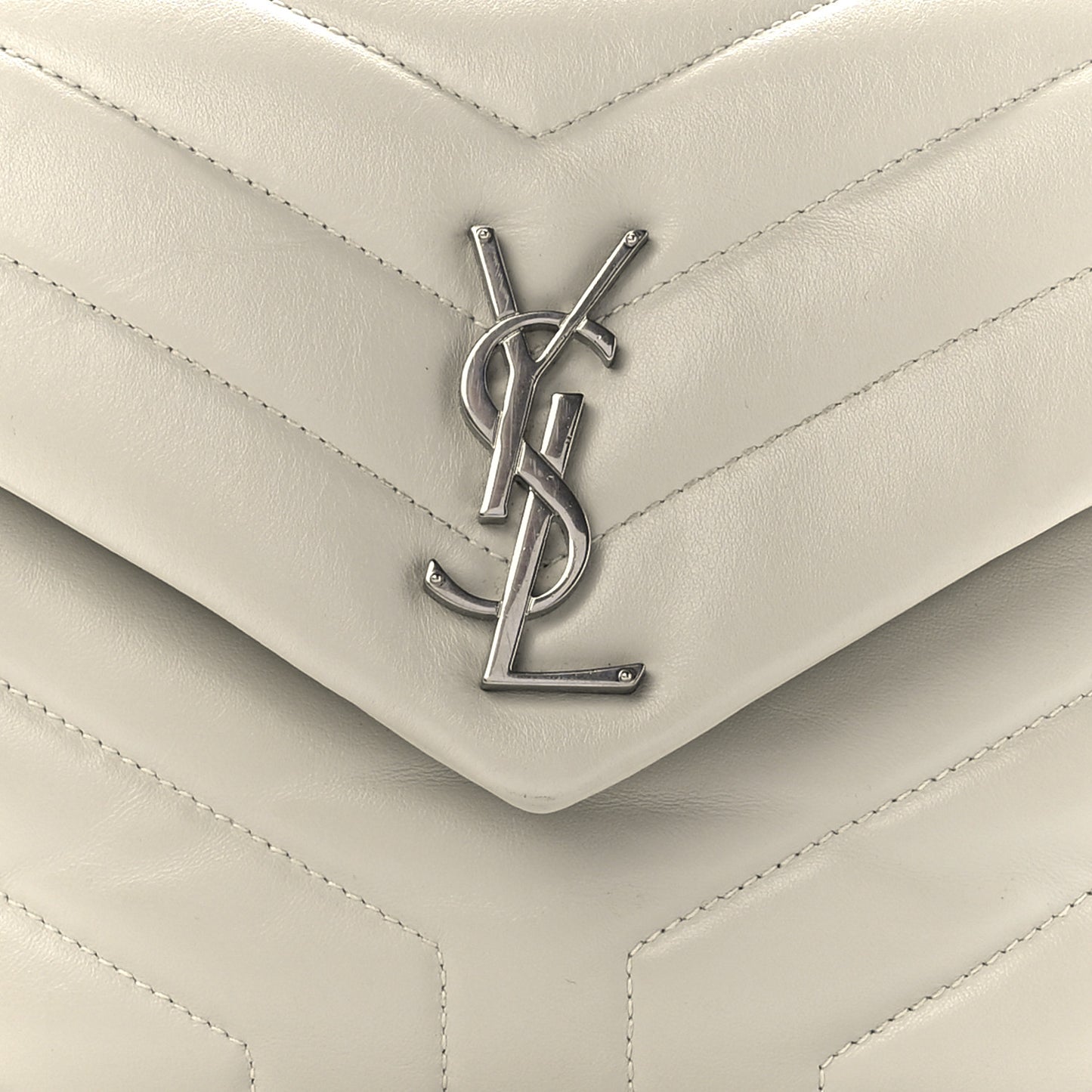 Calfskin Y Quilted Monogram Small Loulou Chain Satchel Ivory