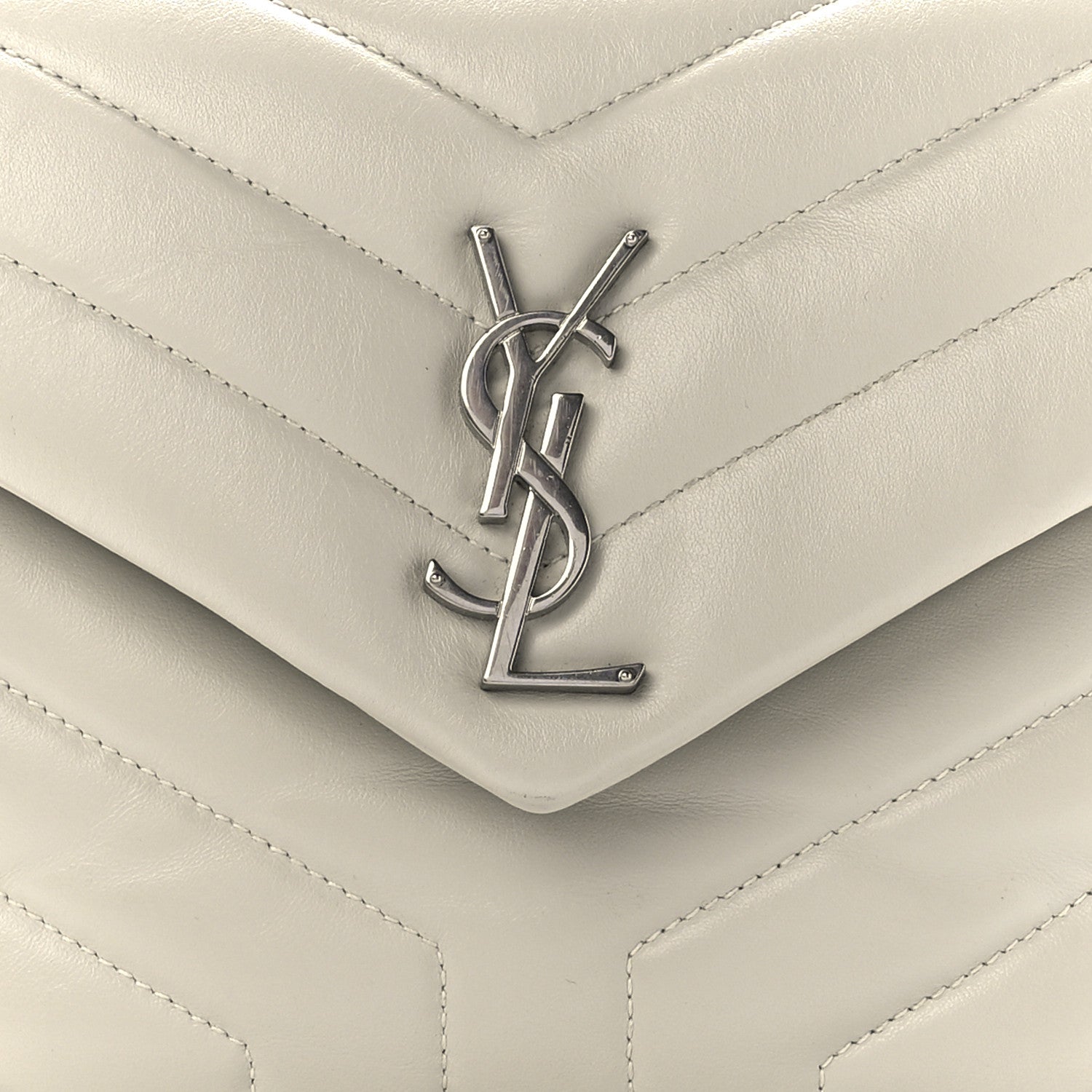 Saint Laurent Calfskin Y Quilted Monogram Small Loulou Chain Satchel Ivory 9 of 12