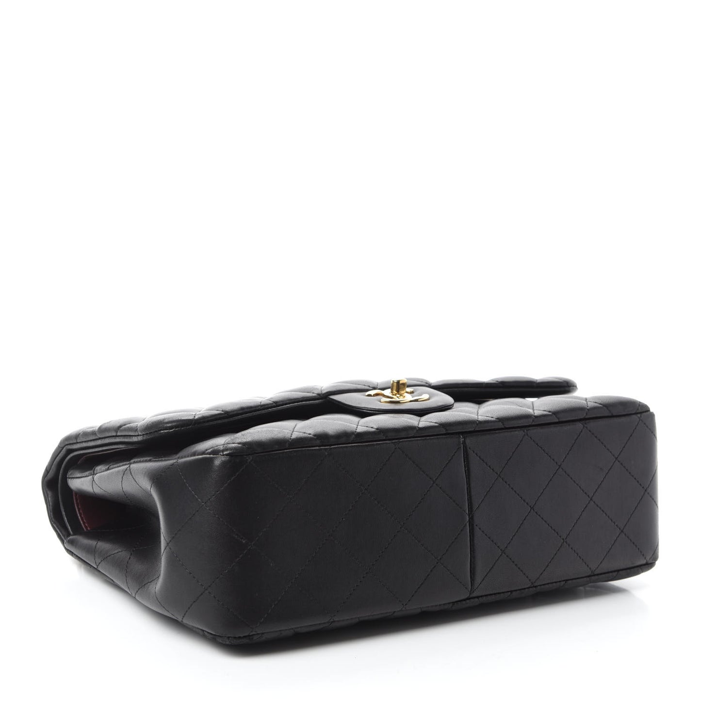 Lambskin Quilted Jumbo Double Flap Black