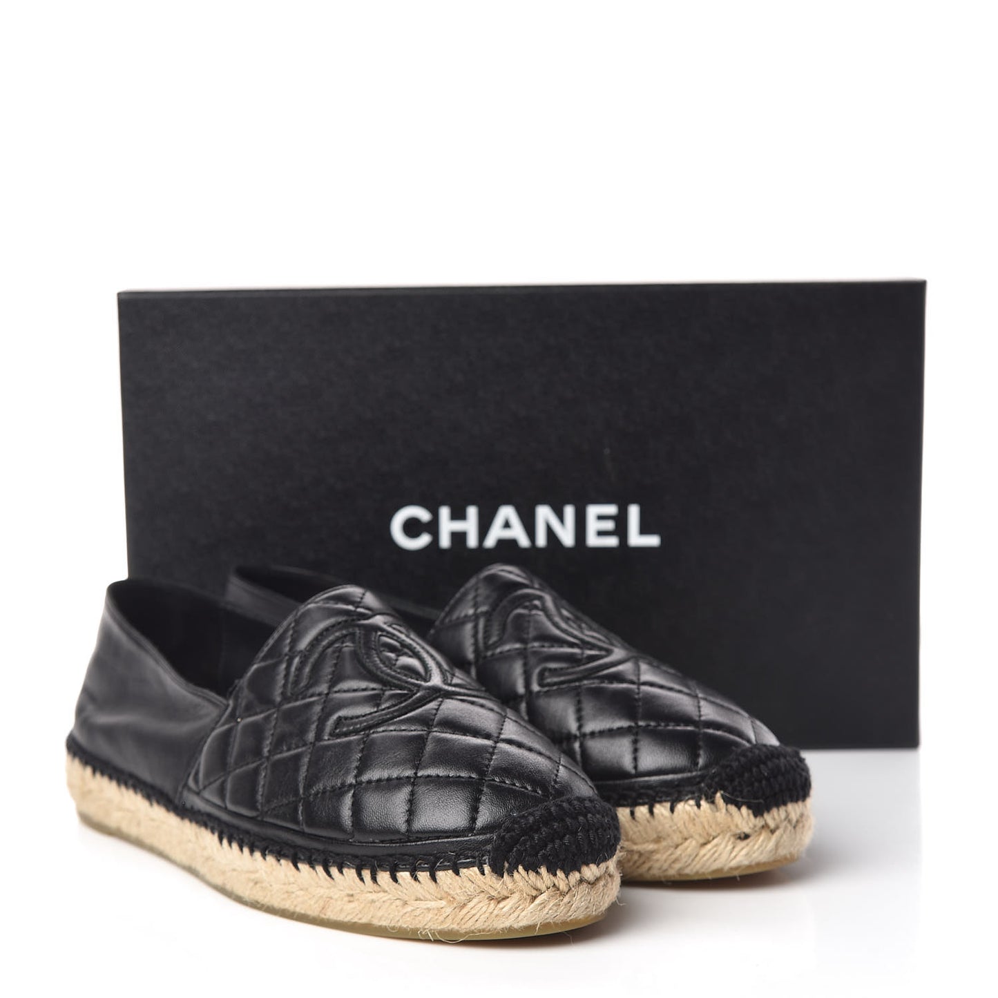Lambskin Quilted CC Espadrilles 37 Black