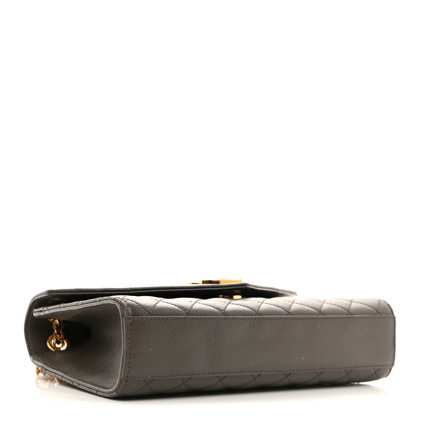 Grain De Poudre Textured Mixed Matelasse Medium Triquilt Monogram Satchel Fog