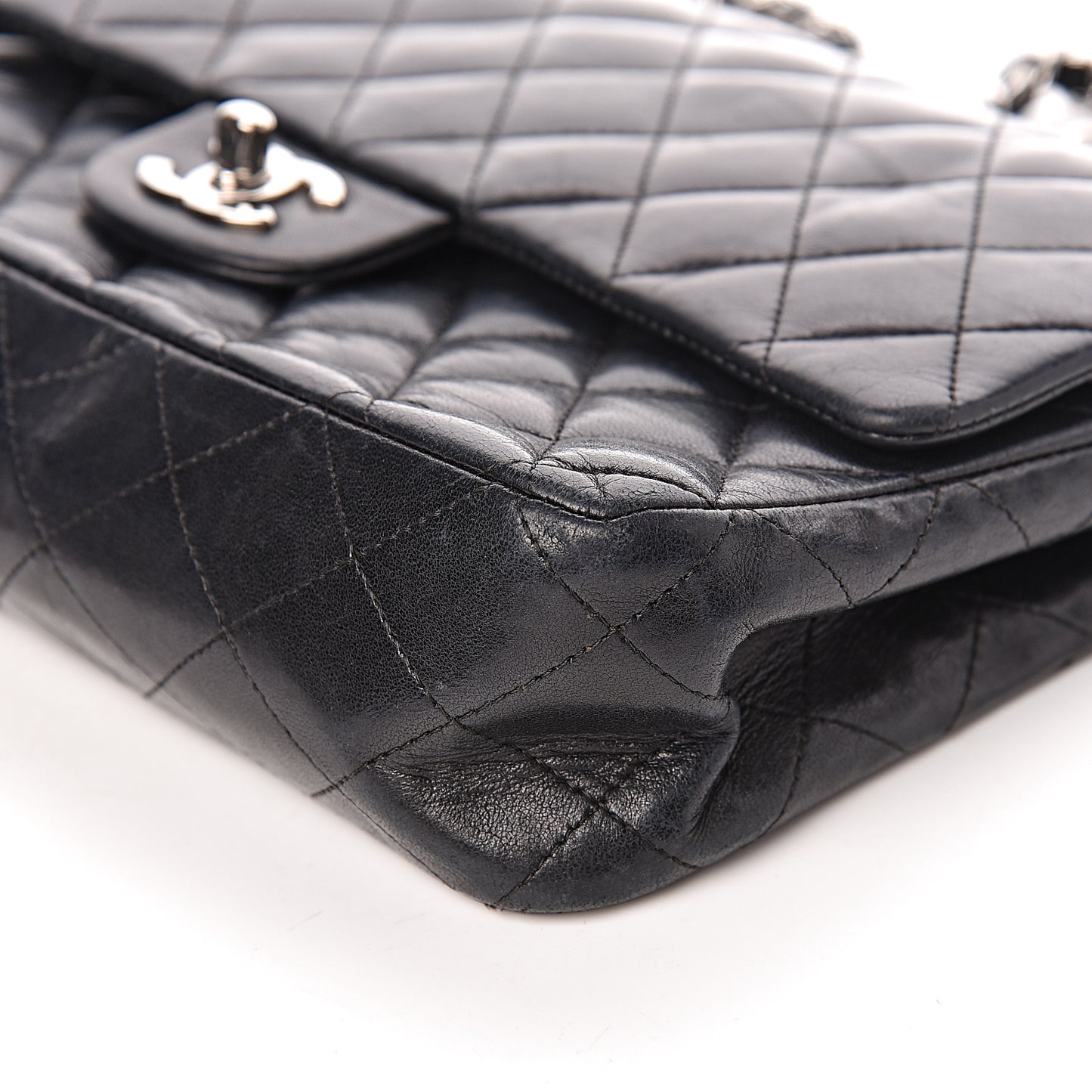 Lambskin Quilted Medium Double Flap Black
