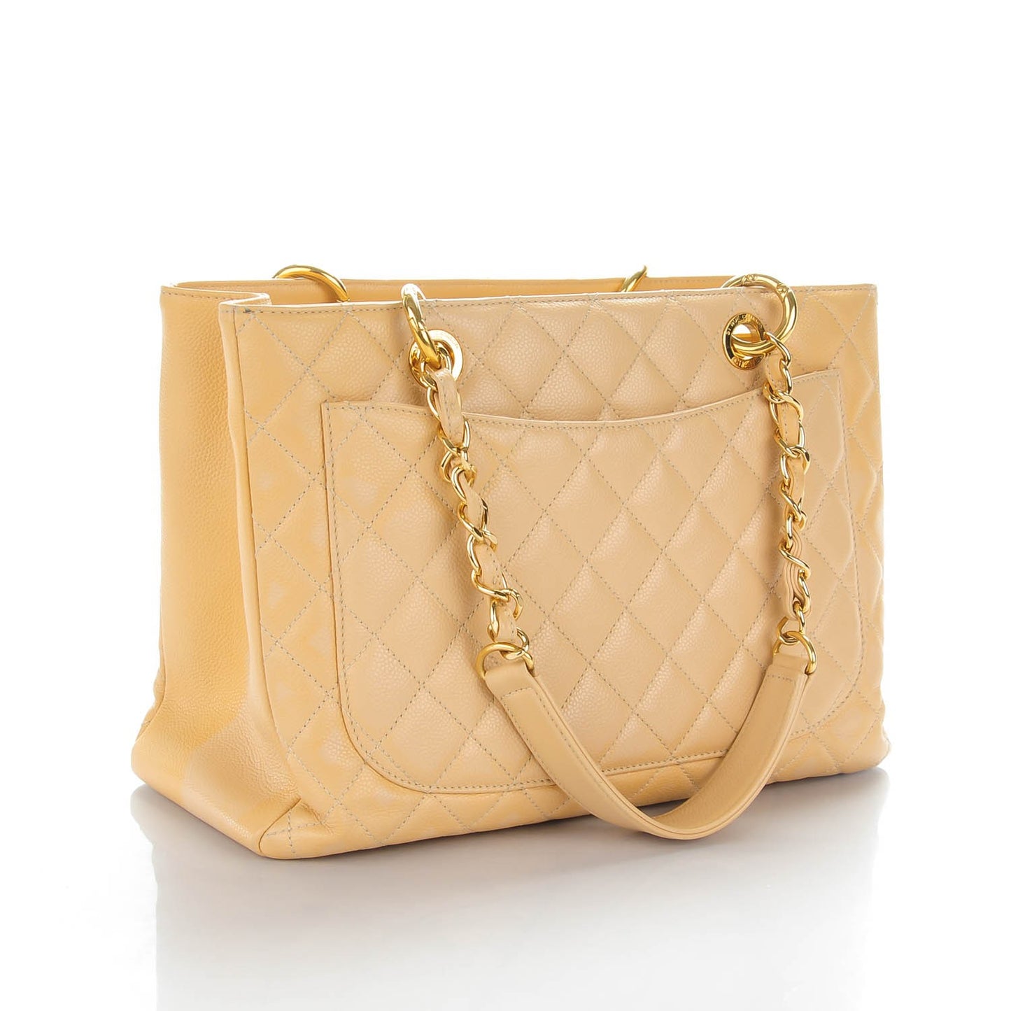 Caviar Quilted Grand Shopping Tote GST Beige
