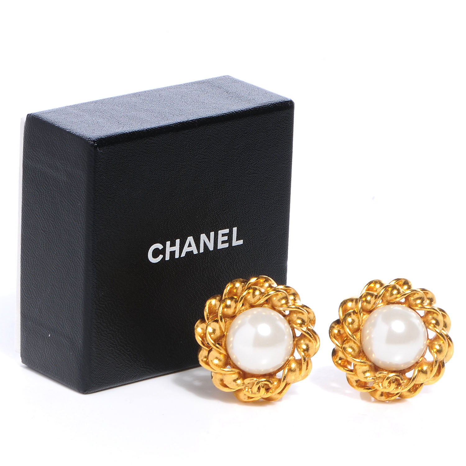 Chanel Pearl CC Clip On Earrings Gold 5 of 5