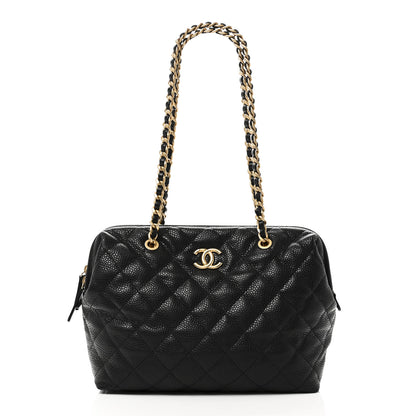 Chanel Shiny Caviar Quilted Large Bowling Bag Black Black 1 of 11