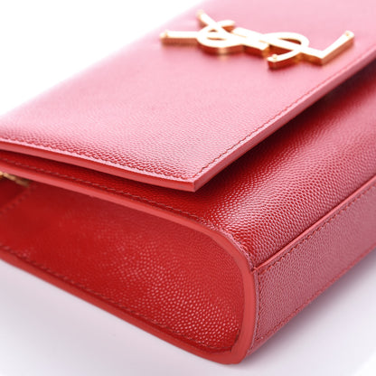 Saint Laurent Grain De Poudre Small Monogram Kate Satchel Bandana Red 10 of 11