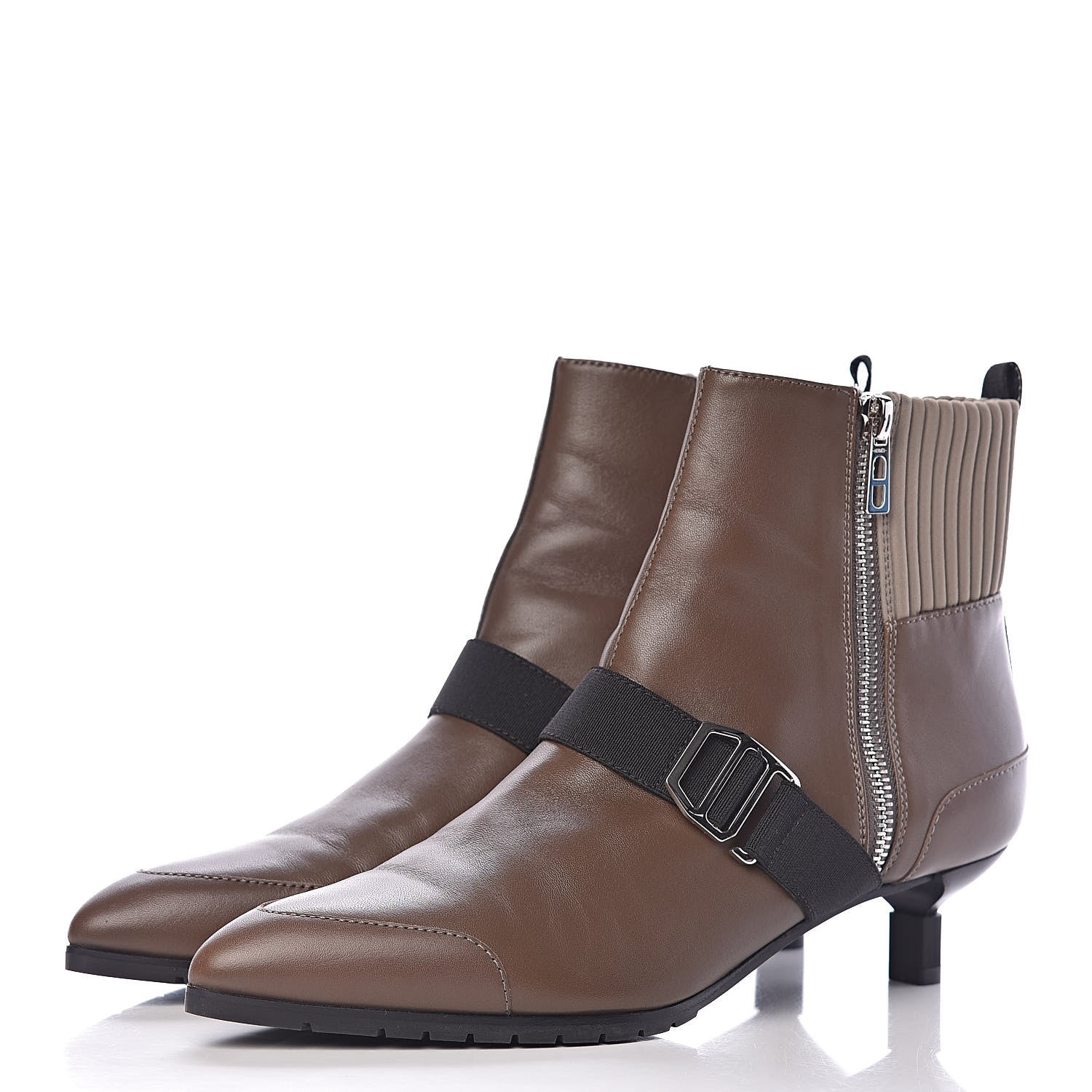 Hermes Nappa Calfskin Technical Canvas Shocky Ankle Boots 38.5 Gris Galet 3 of 9