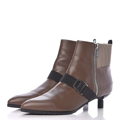 Hermes Nappa Calfskin Technical Canvas Shocky Ankle Boots 38.5 Gris Galet 3 of 9