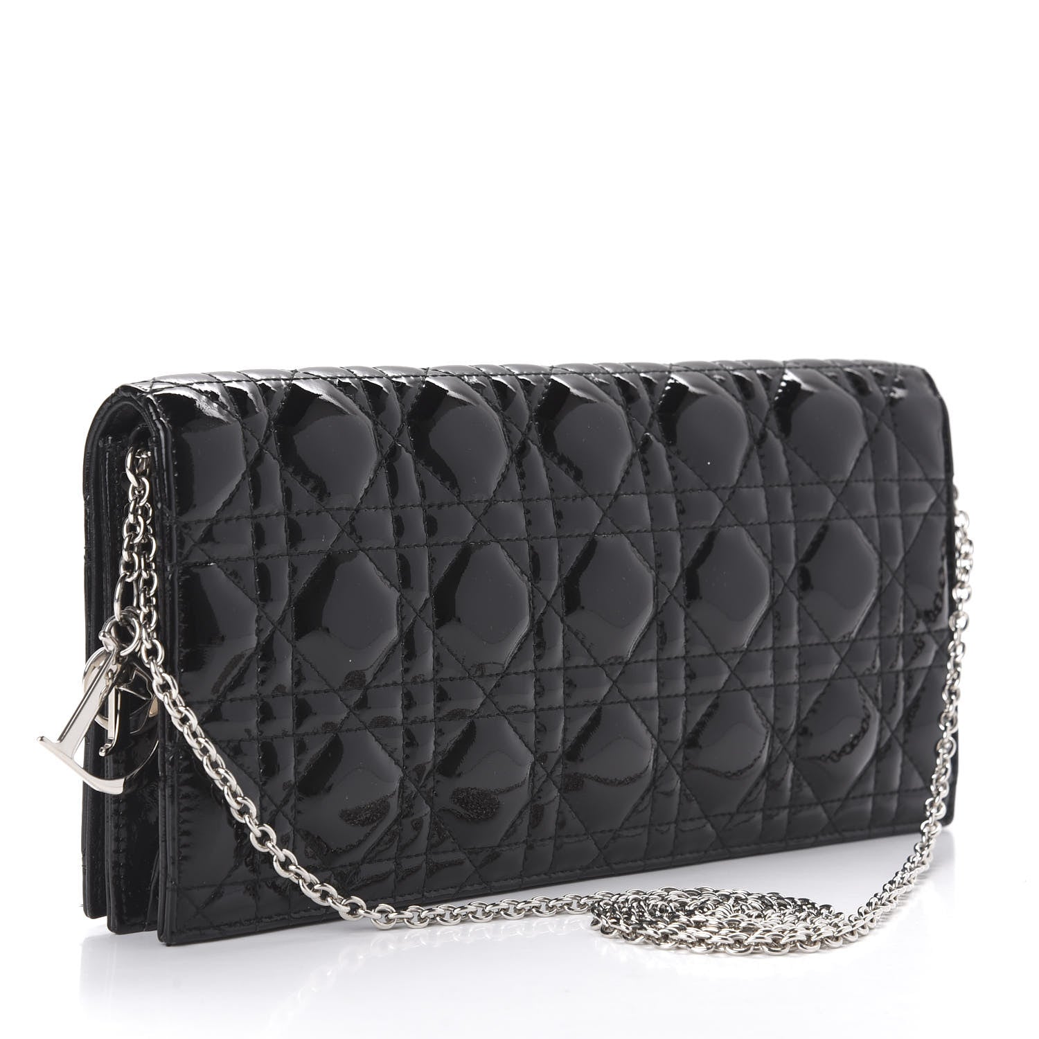 Christian Dior Patent Cannage Lady Dior Convertible Clutch Black 3 of 10