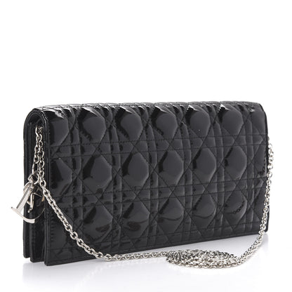 Christian Dior Patent Cannage Lady Dior Convertible Clutch Black 3 of 10