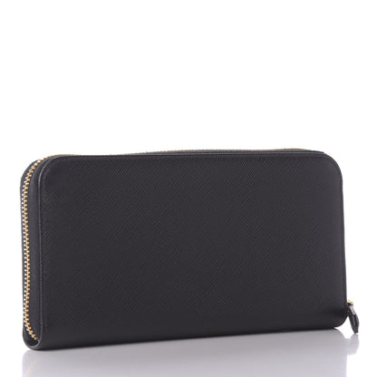 Prada Saffiano Metal Zip Around Wallet Black 3 of 9
