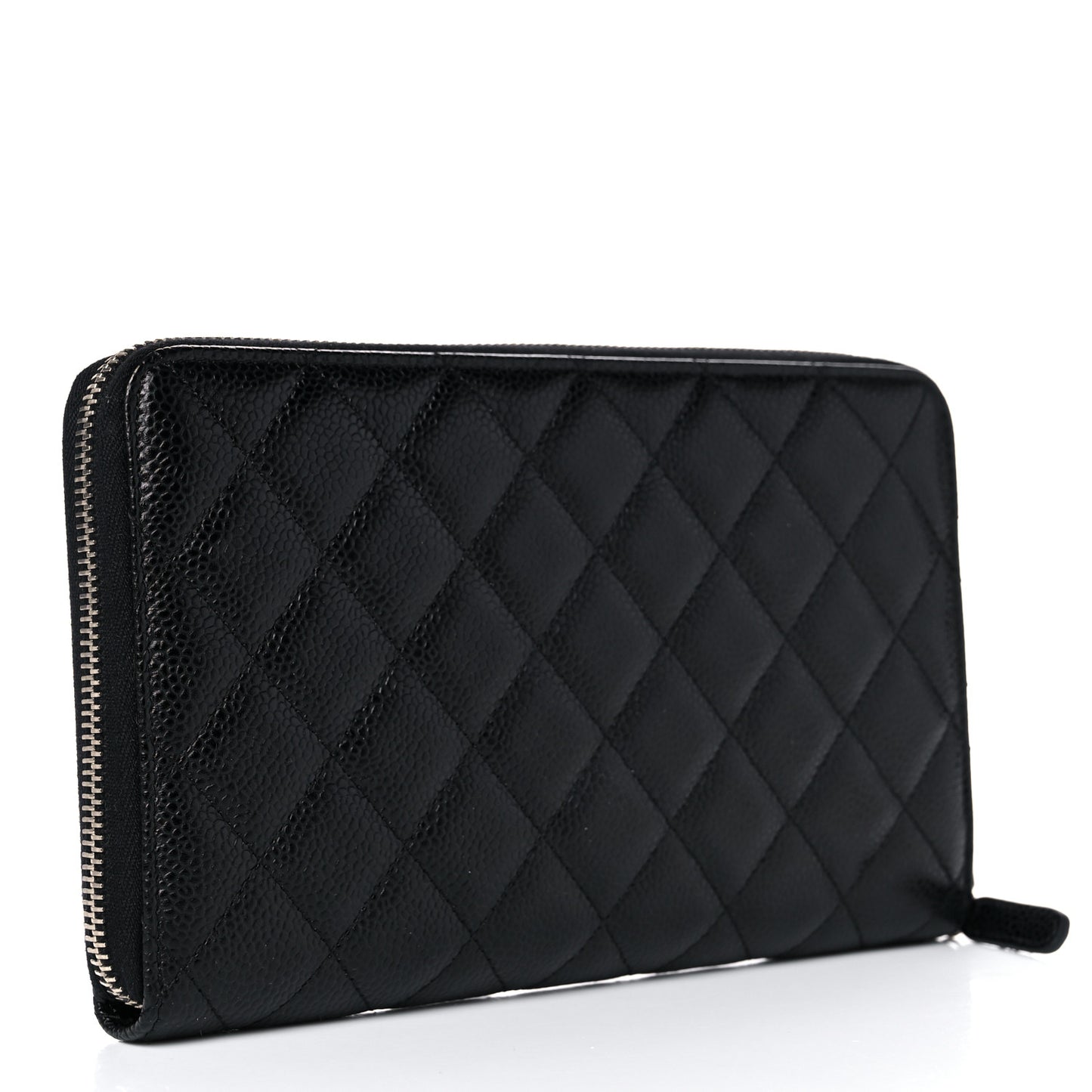 Caviar Quilted Large Zip Around Organizer Wallet Black