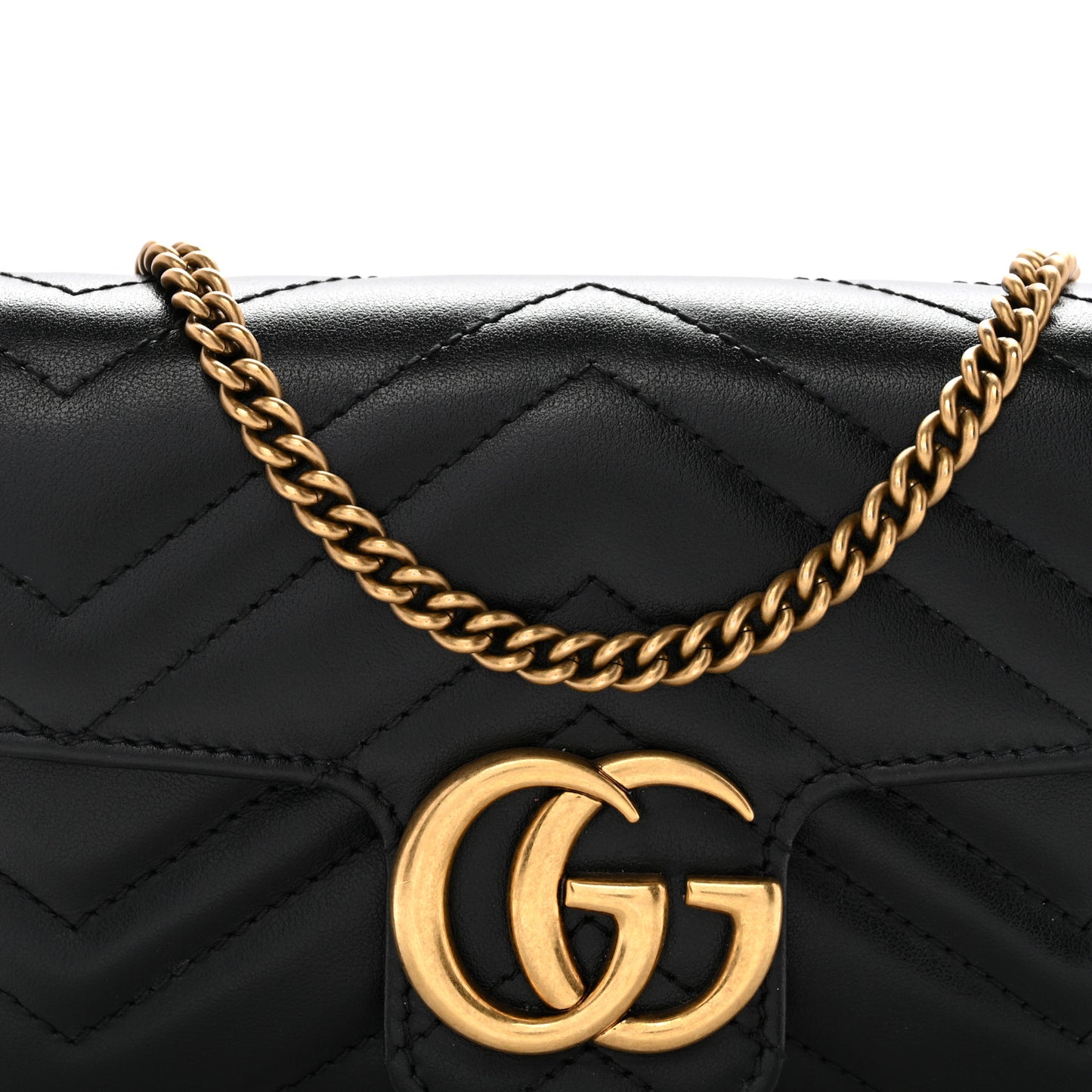 Calfskin Matelasse Super Mini GG Marmont Shoulder Bag Black