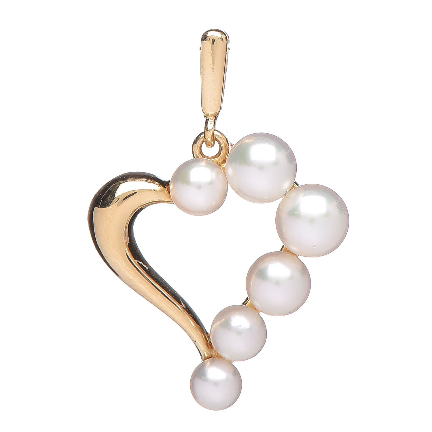 Mikimoto 18K Yellow Gold Akoya Pearl Heart Pendant 1 of 3