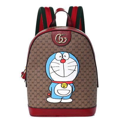 Gucci X DORAEMON Mini Vintage GG Supreme Monogram Small Dome Backpack Beige Cherry Red 1 of 10
