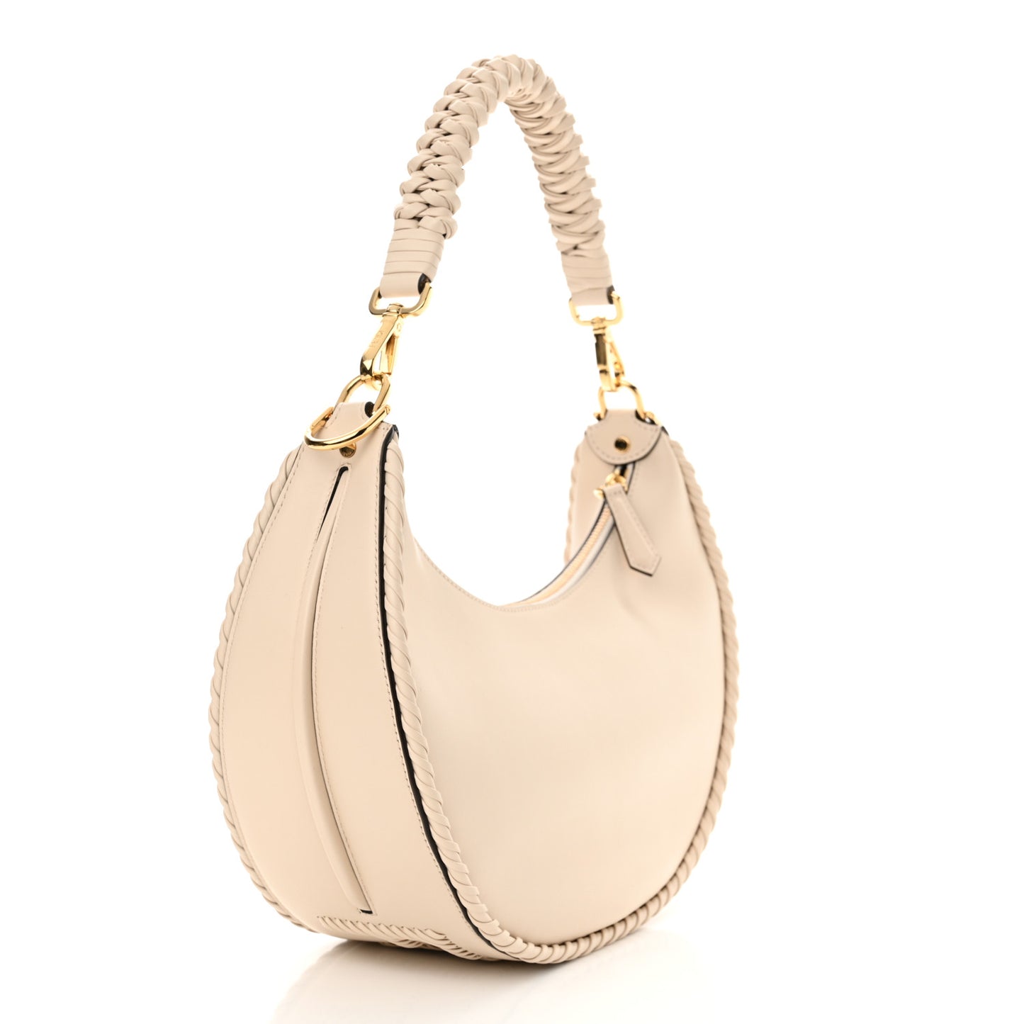 Nappa Braided Small Fendigraphy Hobo Bag Camelia