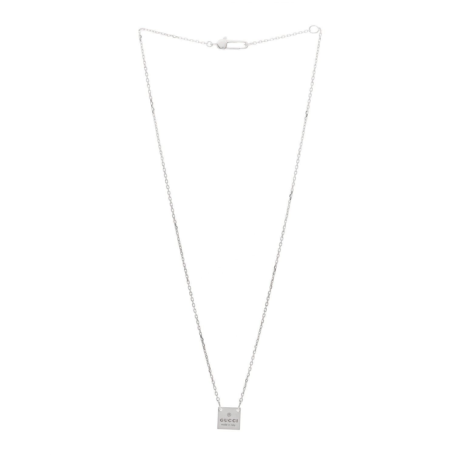 Gucci Sterling Silver Logo Square Tag Necklace 3 of 4