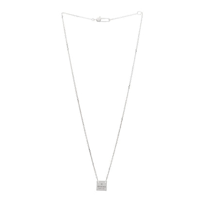 Gucci Sterling Silver Logo Square Tag Necklace 3 of 4