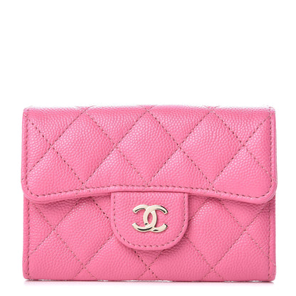Chanel Caviar Quilted Flap Card Holder Pink 1 of 9