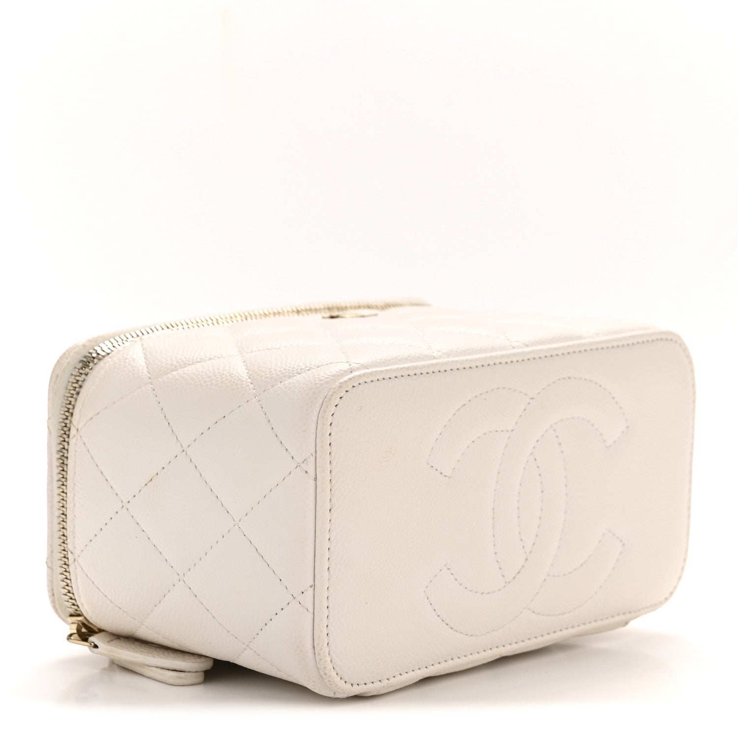 Chanel Caviar Quilted Small Vanity Case With Chain White 4 of 13