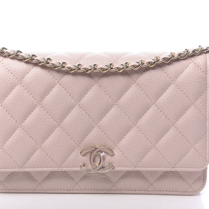 Chanel Caviar Quilted Enamel Wallet on Chain WOC Light Pink 11 of 12