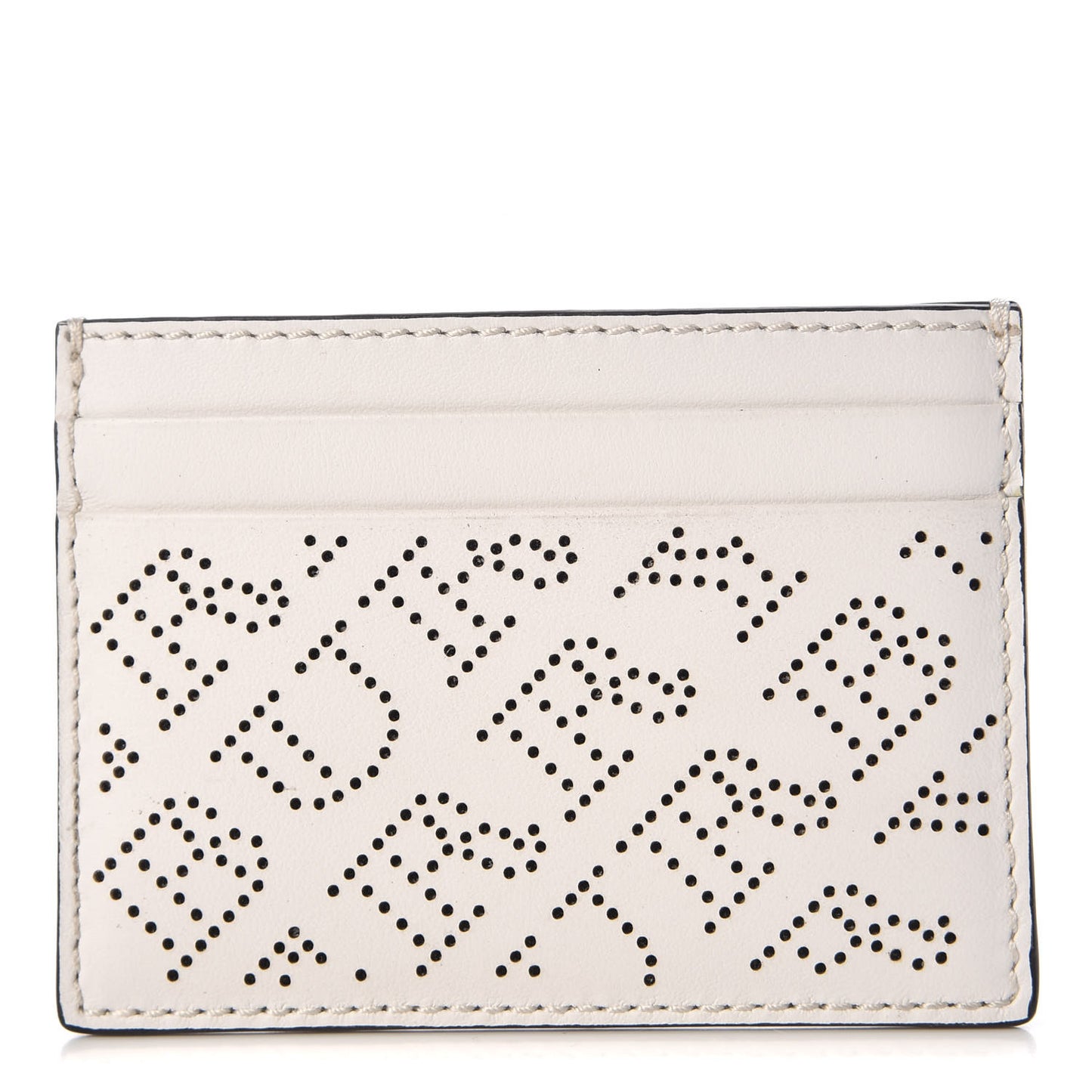 Calfskin Perforated Sandon Card Card Case White