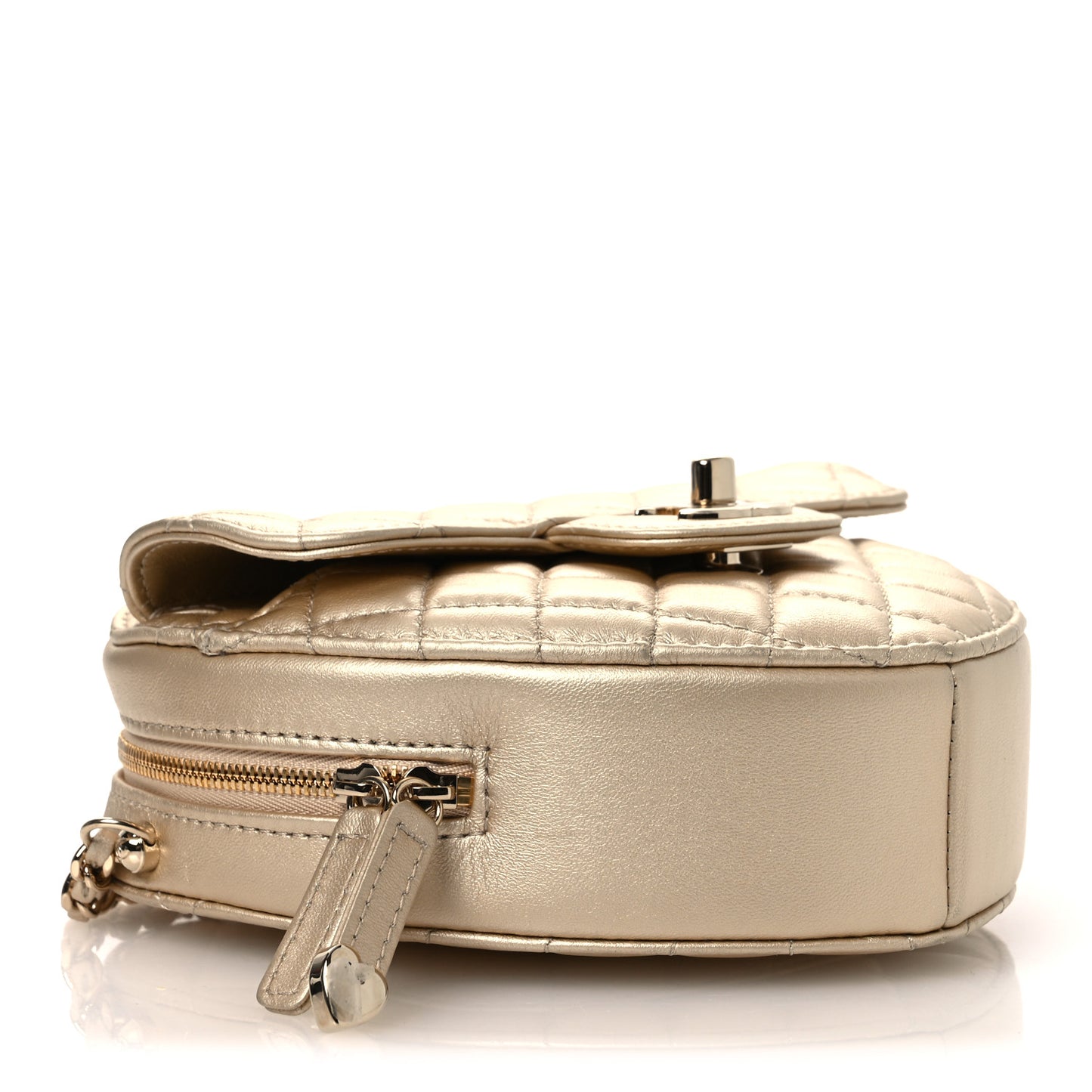 Metallic Lambskin Quilted CC In Love Heart Bag Gold
