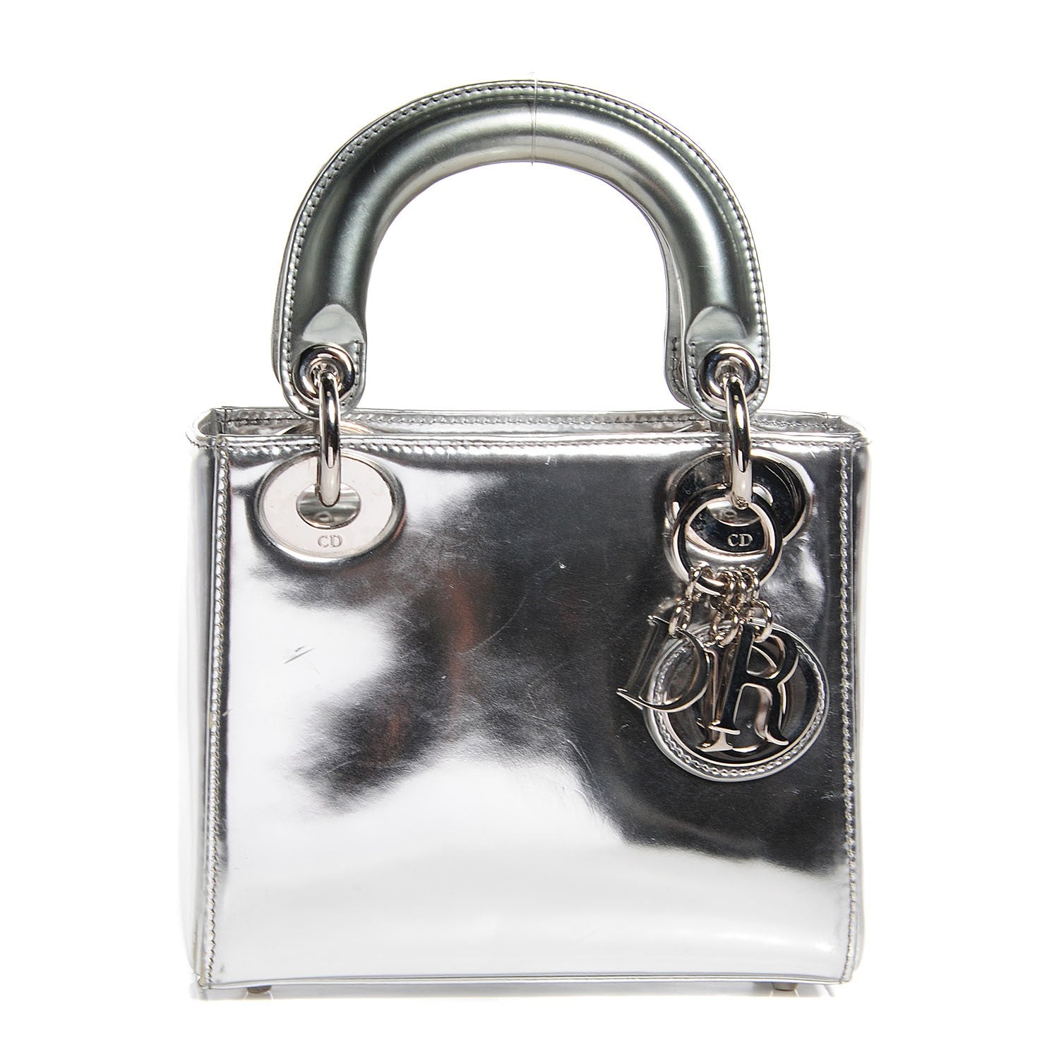 Christian Dior Metallic Calfskin Mini Lady Dior Silver 1 of 7
