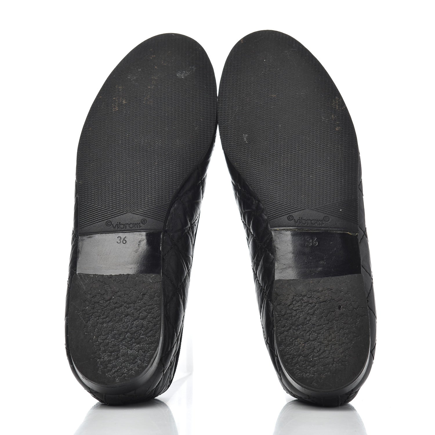 Chanel Aged Calfskin Quilted CC Cap Toe Ballerina Flats 36 Black 5 of 23