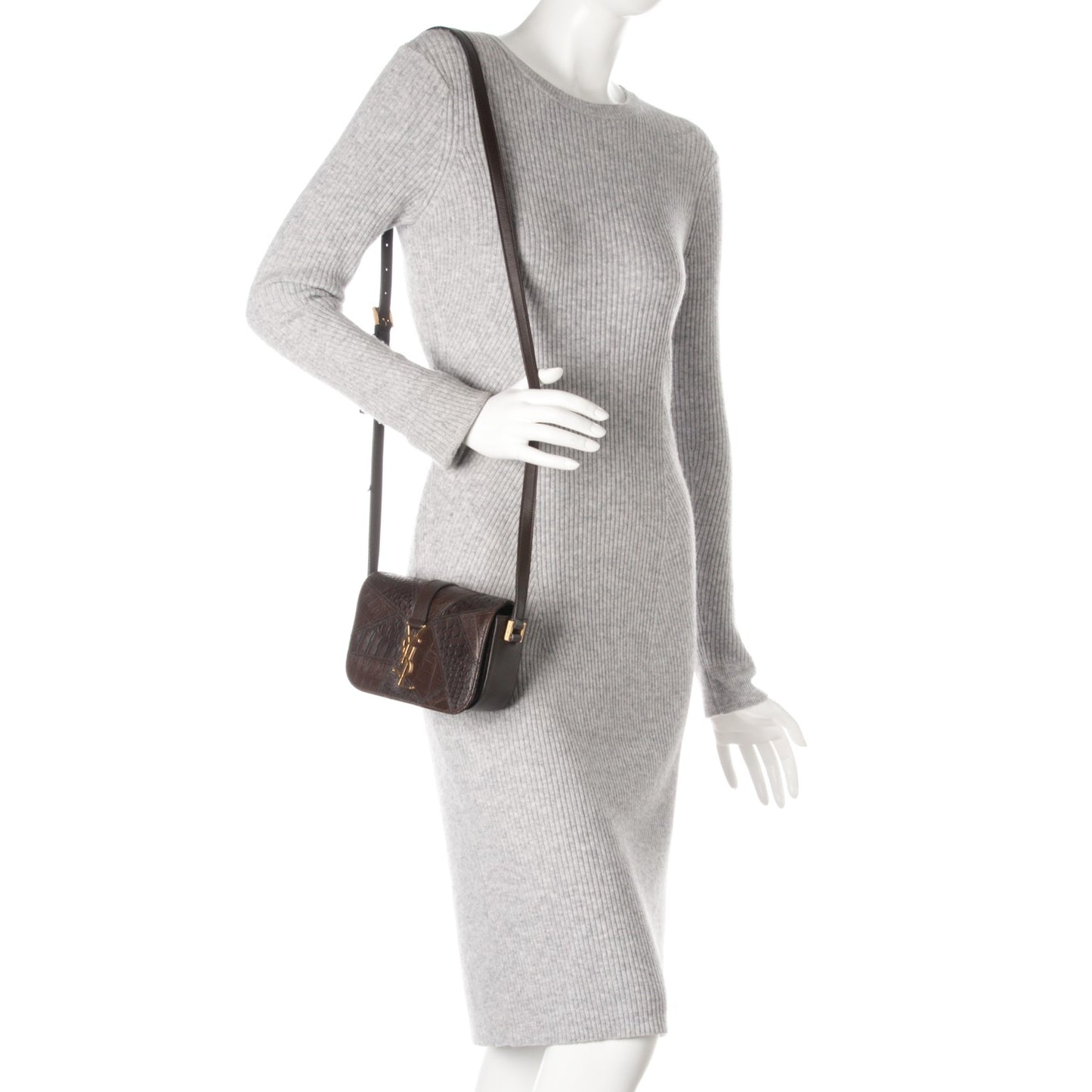 Reptile Calfskin Embossed Patchwork Small Classic Monogram Universite Bag Brown
