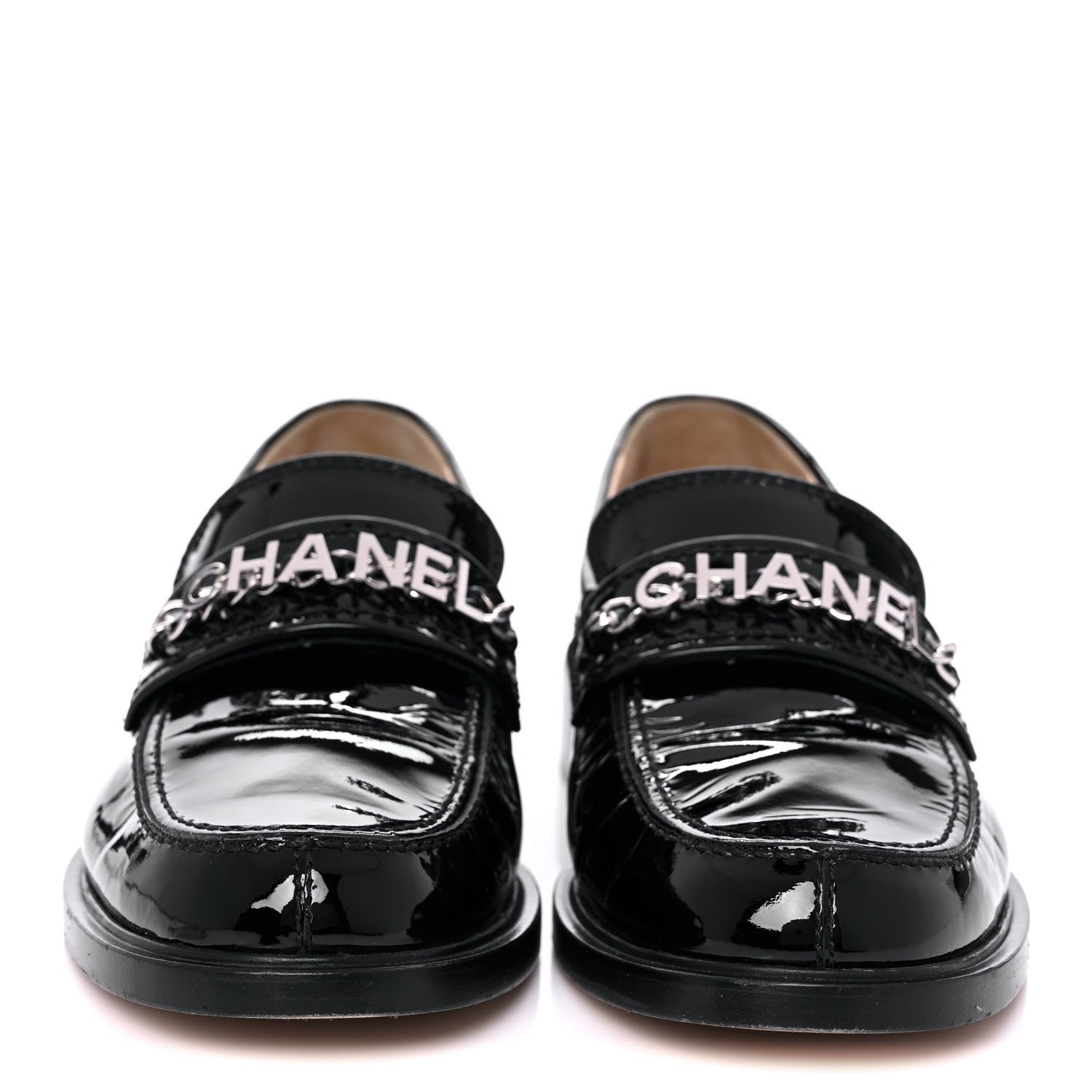 Chanel Patent Calfskin Logo Loafers 40 Black 2 of 12