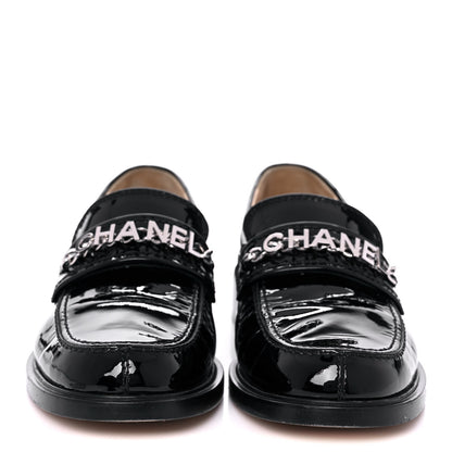 Chanel Patent Calfskin Logo Loafers 40 Black 2 of 12