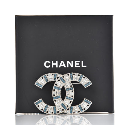 Chanel Baguette Crystal CC Brooch Silver Blue 5 of 5