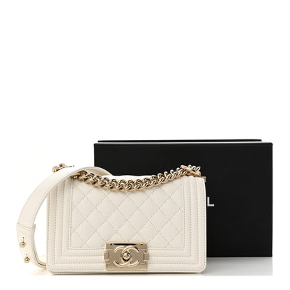 Chanel Caviar Quilted Small Boy Flap White 11 of 11