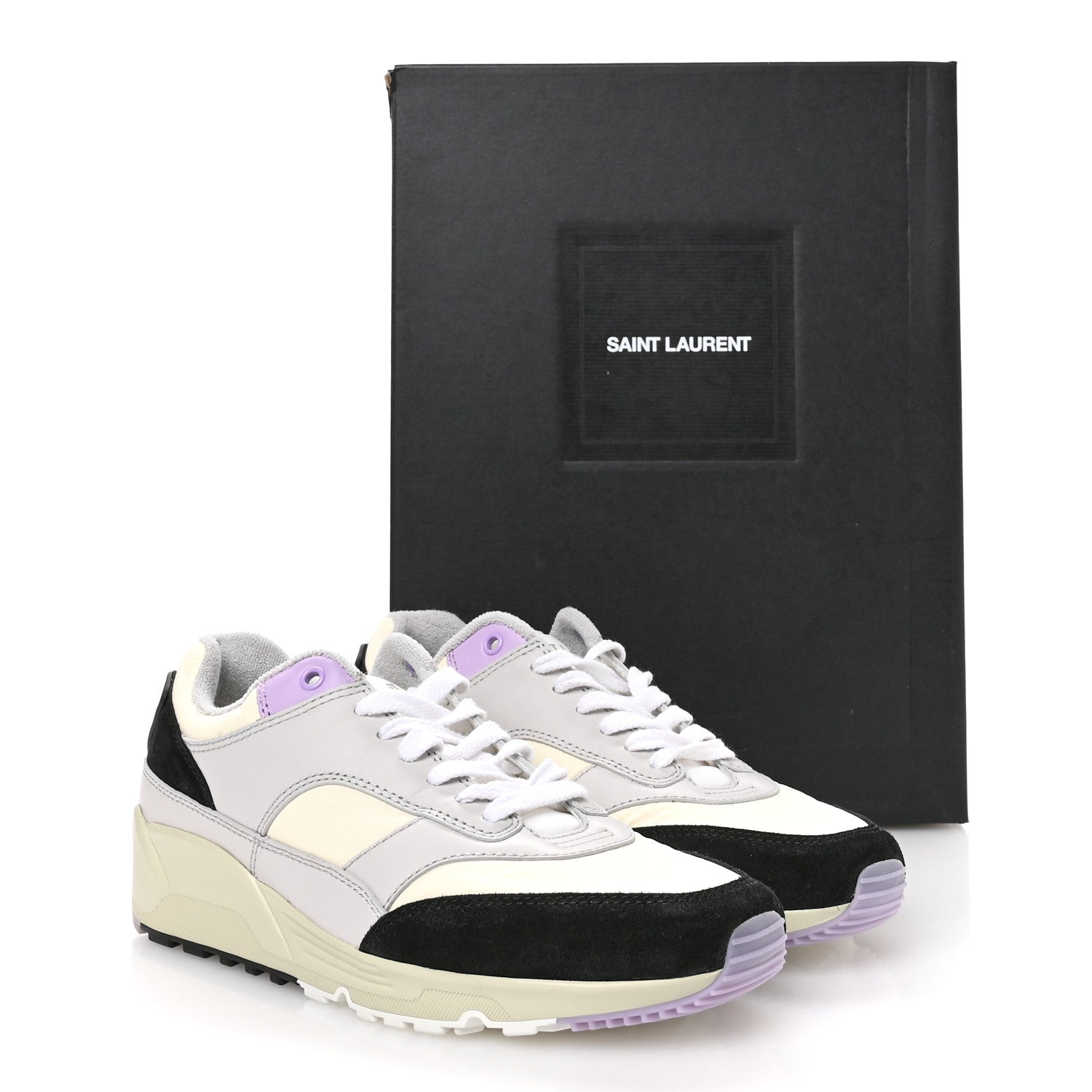 Saint Laurent Nylon Calfskin Suede Mens Bump Low Top Sneakers 42