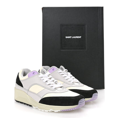 Saint Laurent Nylon Calfskin Suede Mens Bump Low Top Sneakers 42 White Air Grey Black Lavender 8 of 8