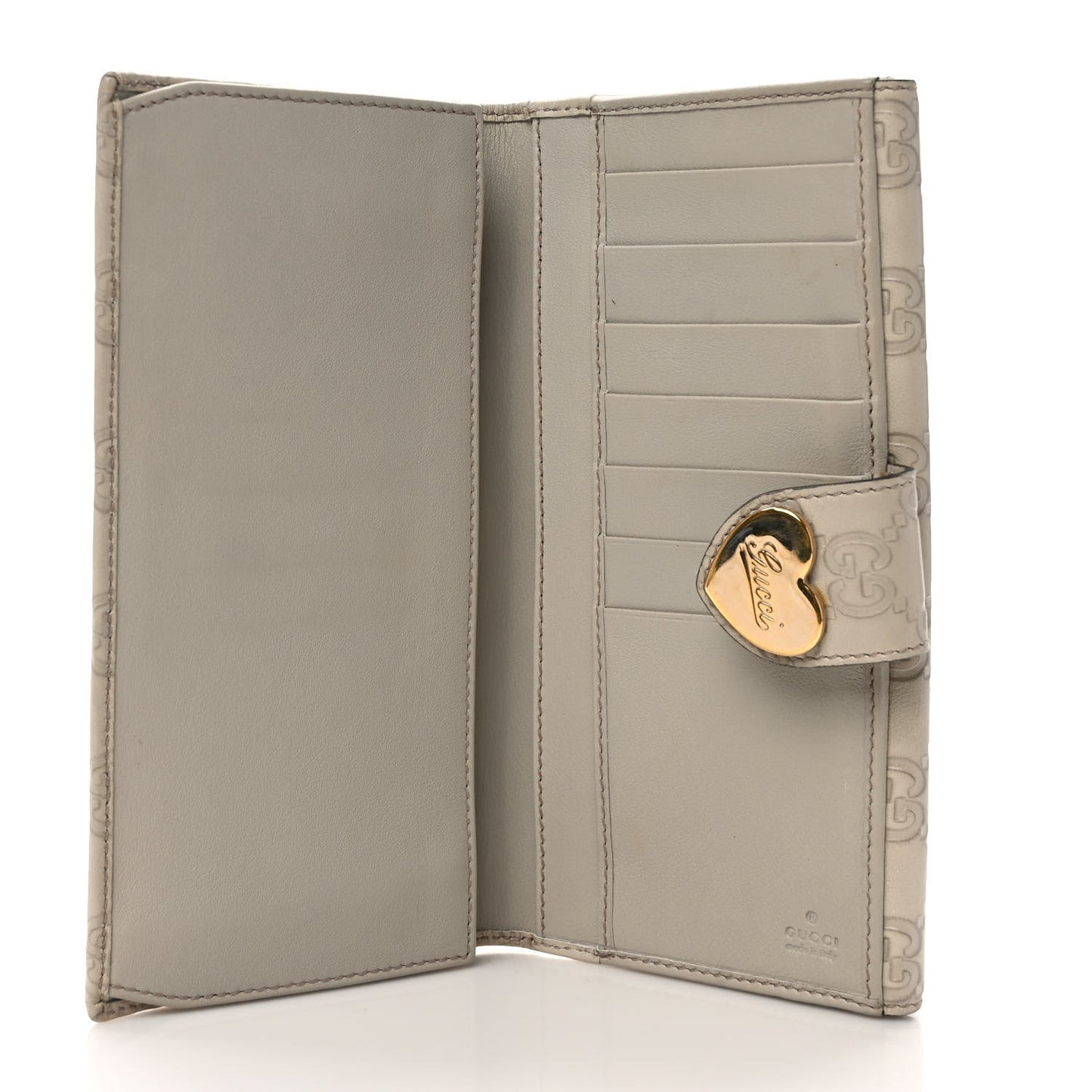 Guccissima Heart Continental Wallet Off White