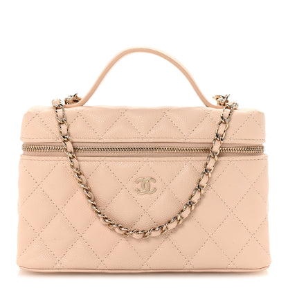 Chanel Caviar Quilted Top Handle Slim Vanity With Chain Beige 1 of 11