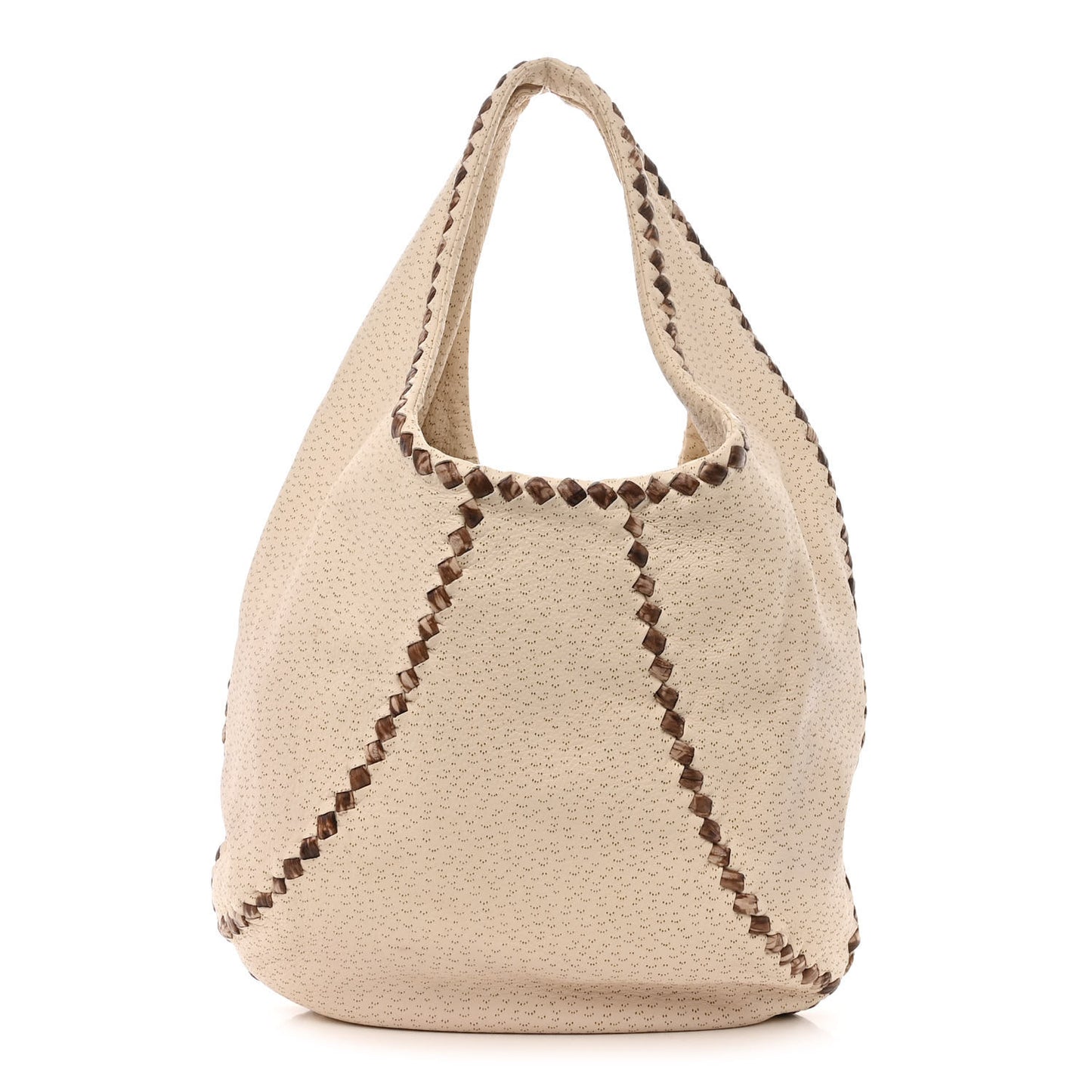 Cervo Deerskin Perforated Pekary Hobo Cream