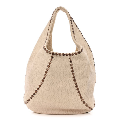 Bottega Veneta Cervo Deerskin Perforated Pekary Hobo Cream 1 of 11