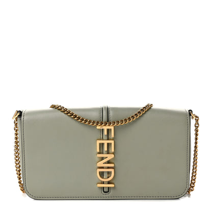 Fendi Vitello Grace Matte Fendigraphy Wallet on Chain Green Tea 1 of 12