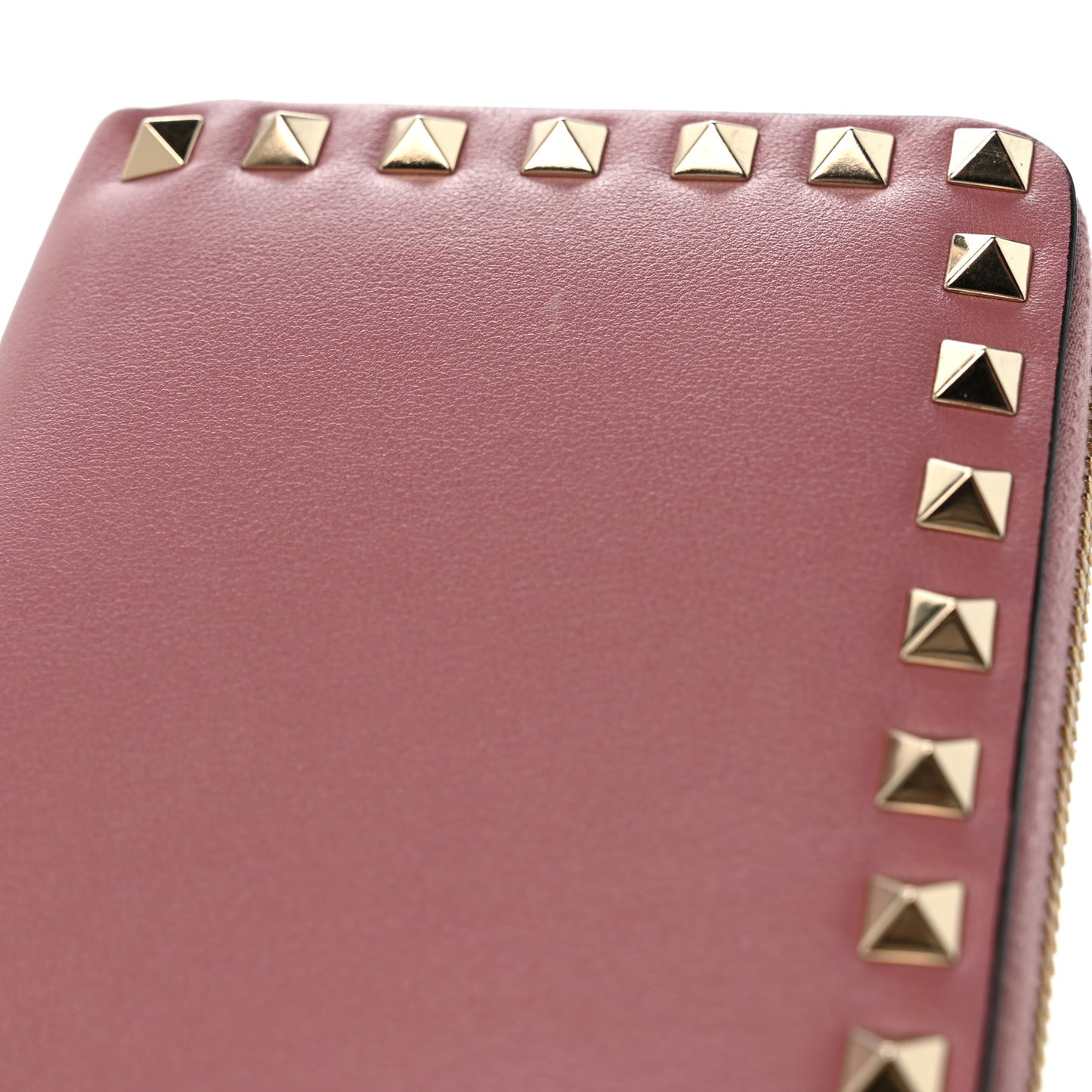 Calfskin Rockstud Zip Around Wallet Lipstick